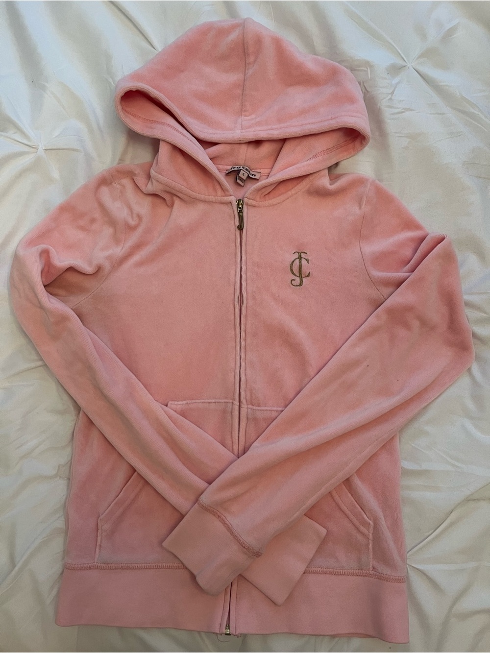 Juicy Couture Baby Pink Hooded Zip Up Sweater